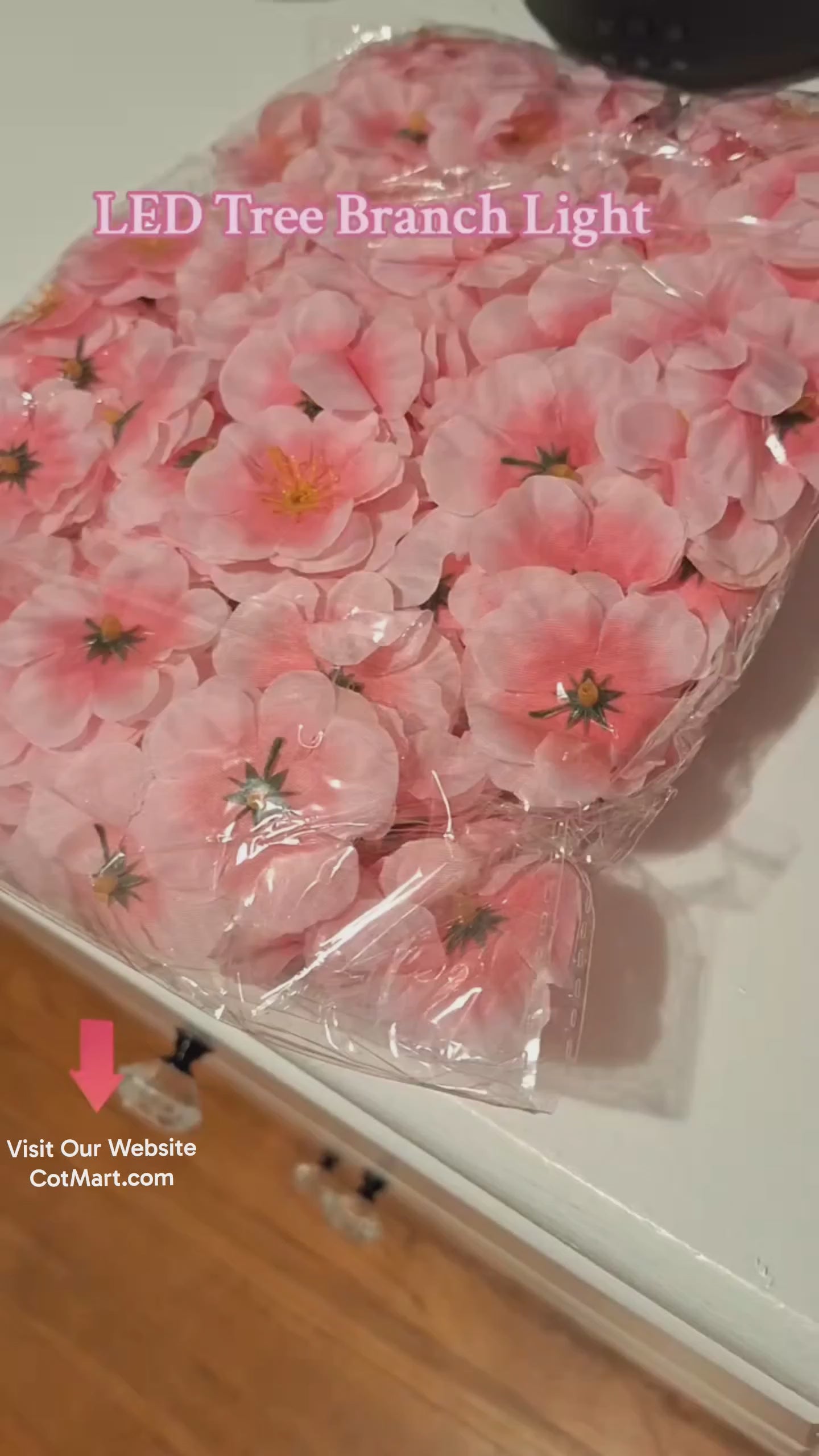 Elegant Glowing Cherry Blossom Vine – Aesthetic LED Wall Decor