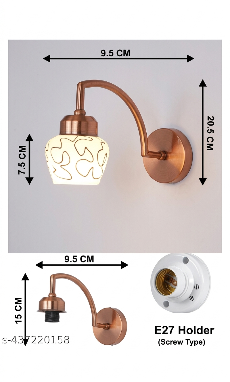 Modern Golden Curved Wall Sconce with Patterned Glass Shade
