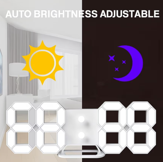 Modern 3D Digital LED Wall & Table Alarm Clock