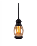Industrial Vintage Amber Glass Pendant Light