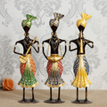 Handcrafted Rajasthani Iron Musician Set of 3 – Traditional Turbaned Folk Singers (13 Inch, Multicolor)