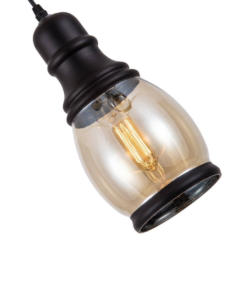 Industrial Vintage Amber Glass Pendant Light