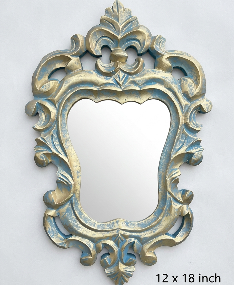 Wooden Aura Handcrafted Victorian Wall Mirror