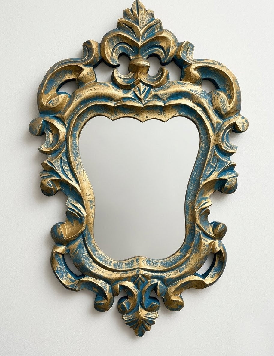 Wooden Aura Handcrafted Victorian Wall Mirror