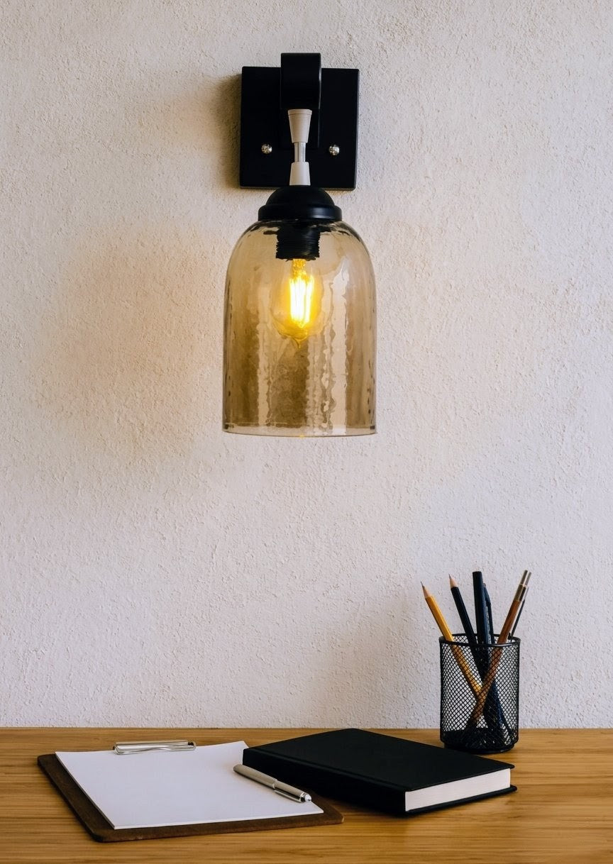 Modern Amber Glass Wall Sconce