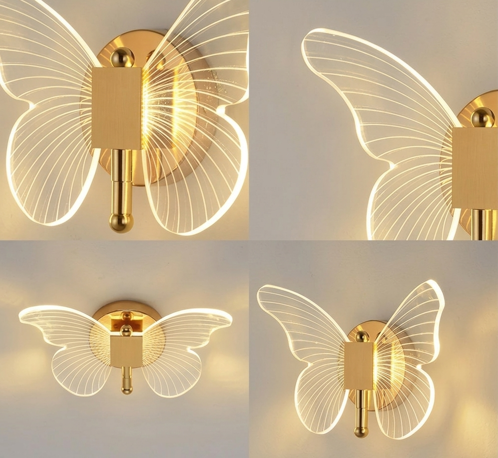 Modern Butterfly Metal & Glass LED Wall Sconce