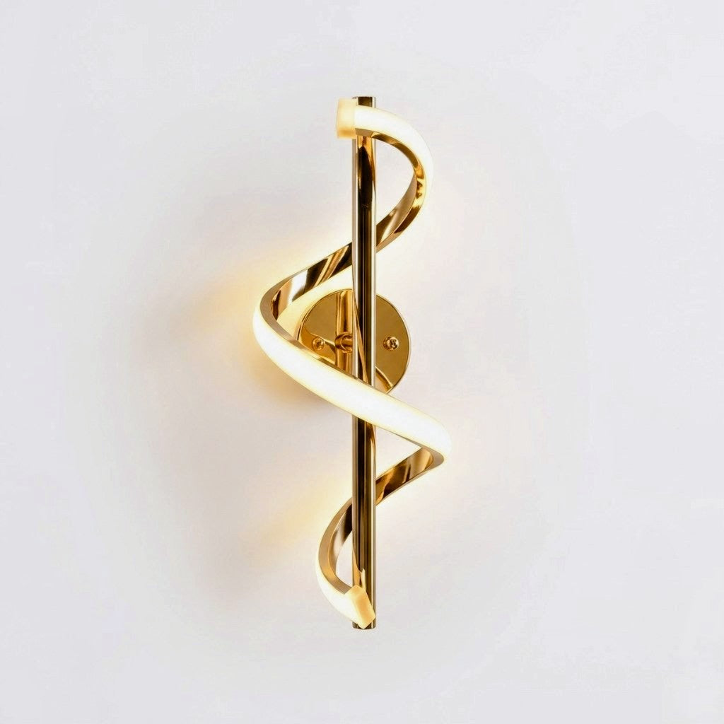 Luxurious Gold-Toned Spiral LED Wall Light (Pack Of 2)