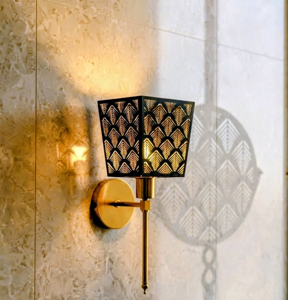 Modern Geometric Black & Gold Wall Sconce
