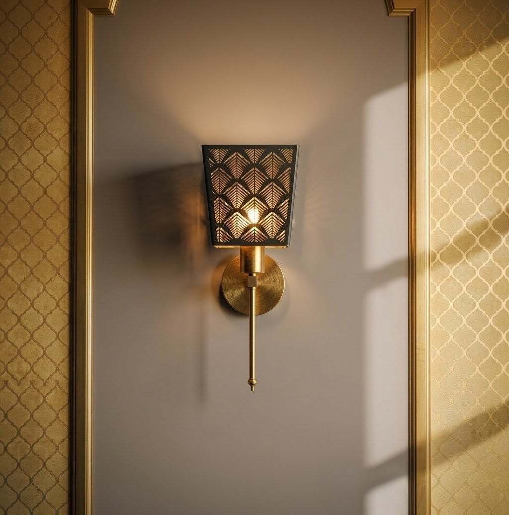 Modern Geometric Black & Gold Wall Sconce