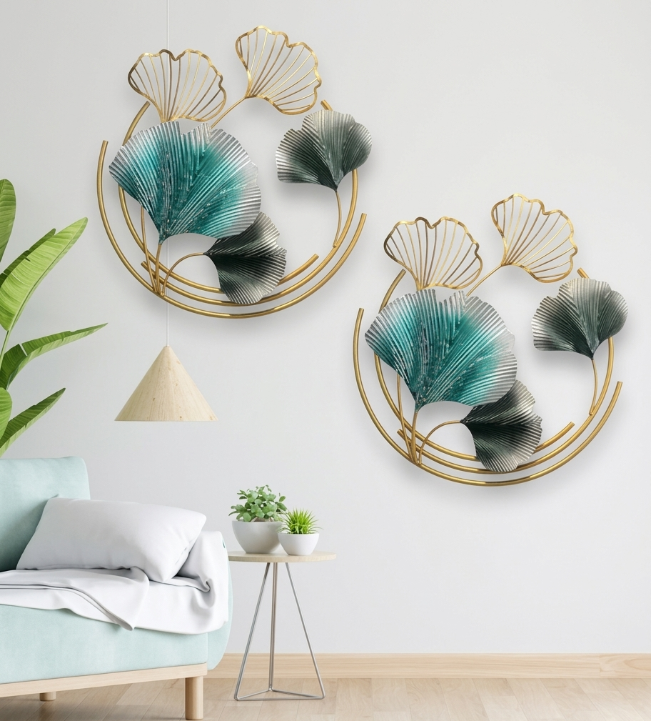 Ginkgo Leaf Circular Metal Wall Decor – Set of 2