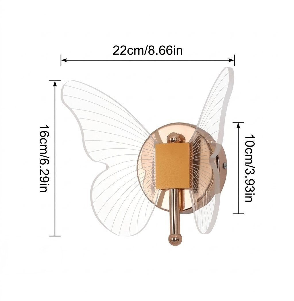 Modern Butterfly Metal & Glass LED Wall Sconce