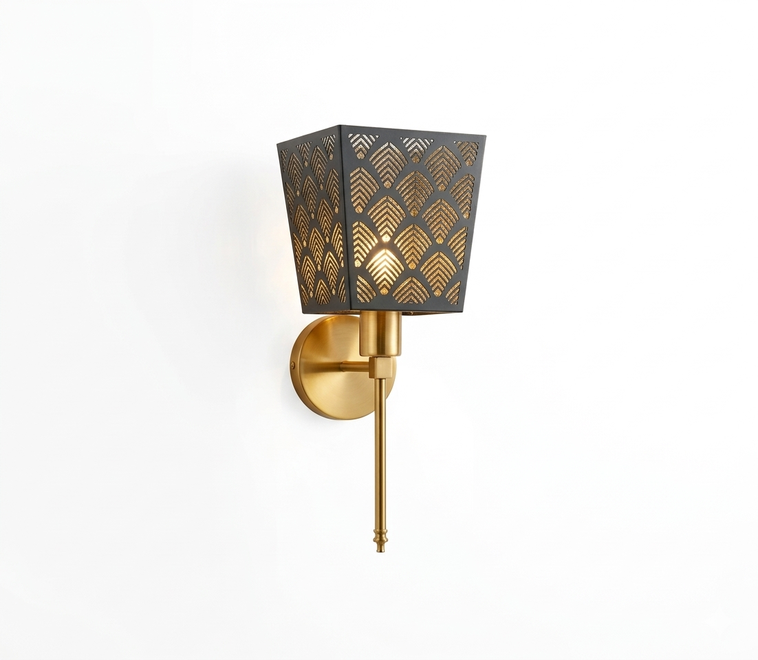 Modern Geometric Black & Gold Wall Sconce