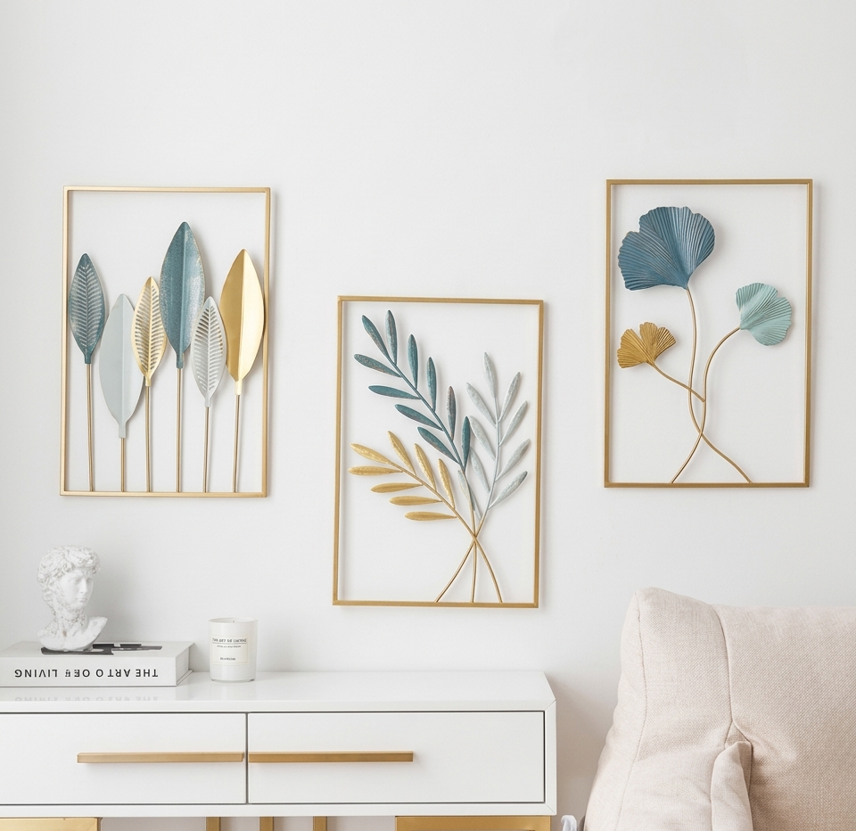 Elegant Botanical Metal Wall Art - Set of 3