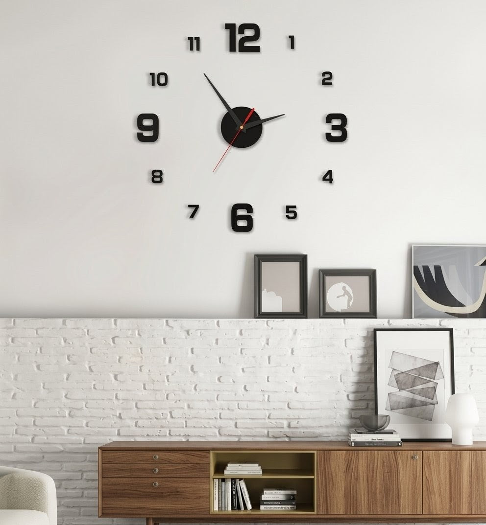Modern DIY Frameless Large 3D Wall Clock