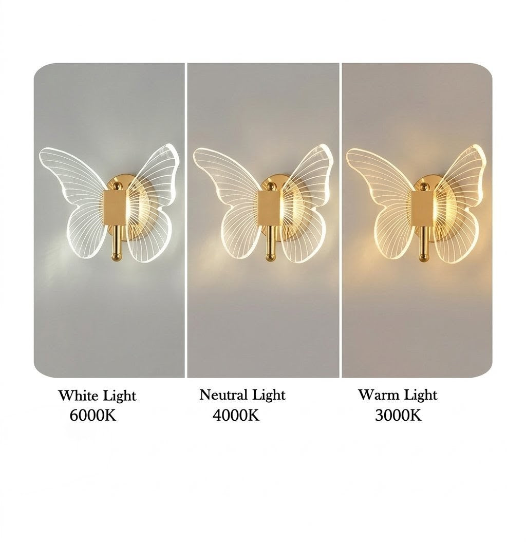 Modern Butterfly Metal & Glass LED Wall Sconce