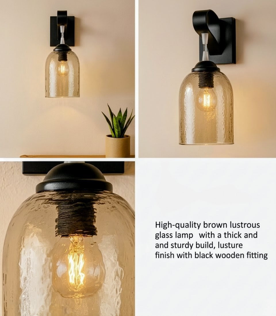 Modern Amber Glass Wall Sconce