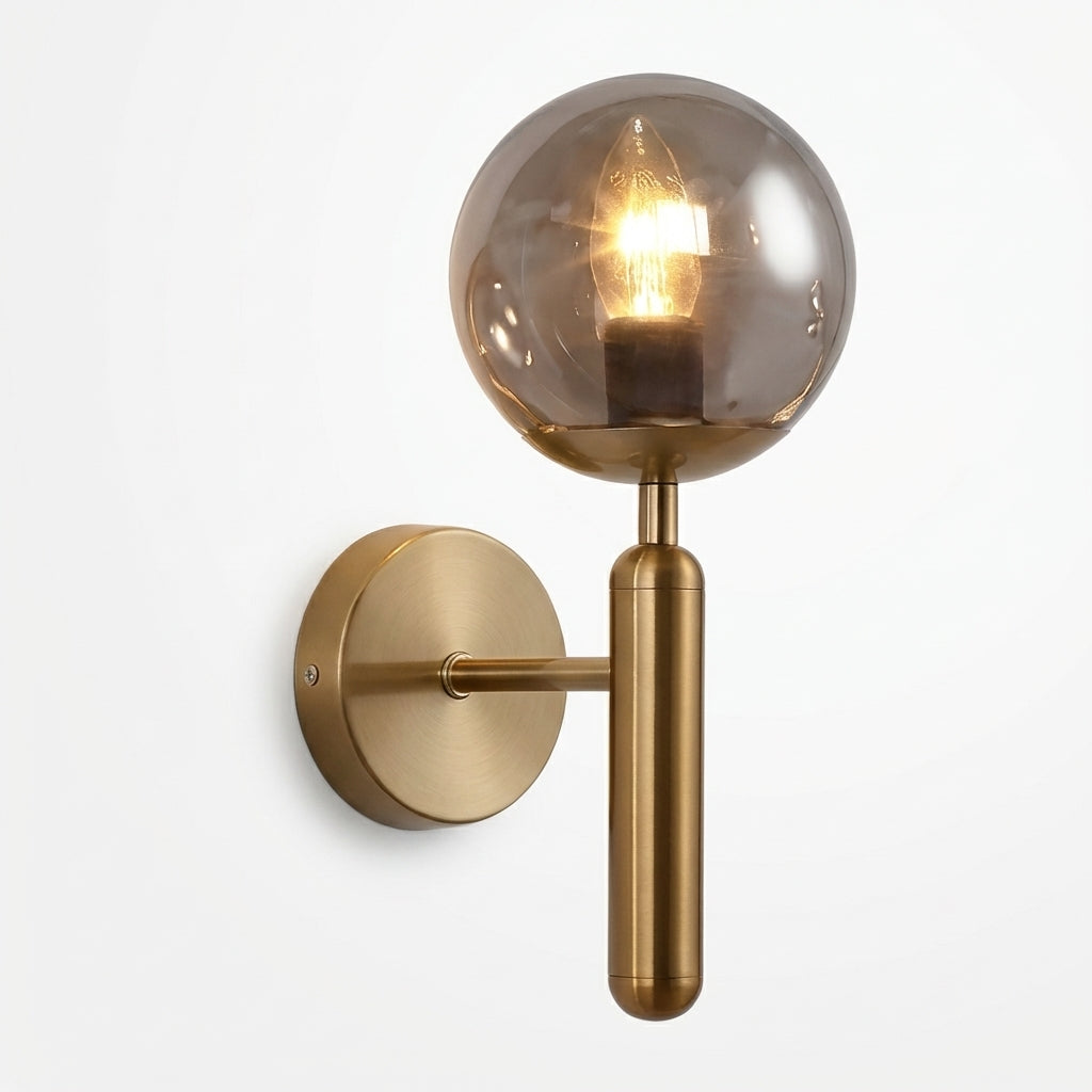 Minimalist Gold & Smoked Glass Sconce