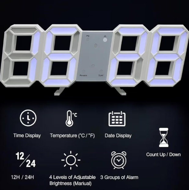 Modern 3D Digital LED Wall & Table Alarm Clock