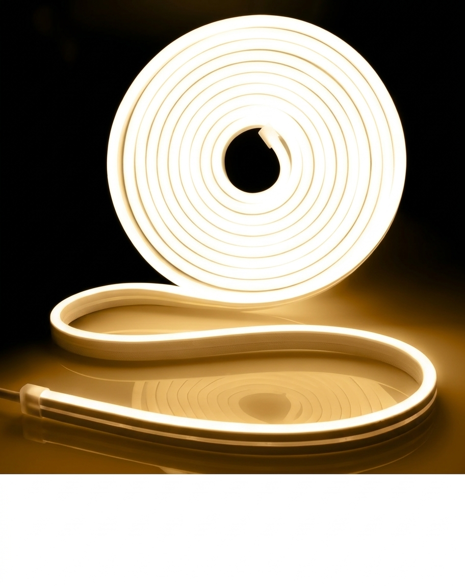 5M Flexible Silicone Neon LED Strip Light, Cuttable Warm White Glow