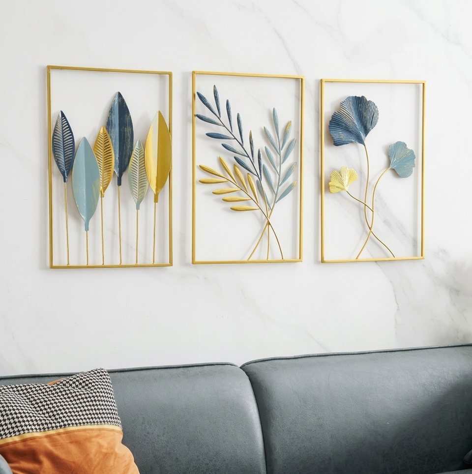 Elegant Botanical Metal Wall Art - Set of 3