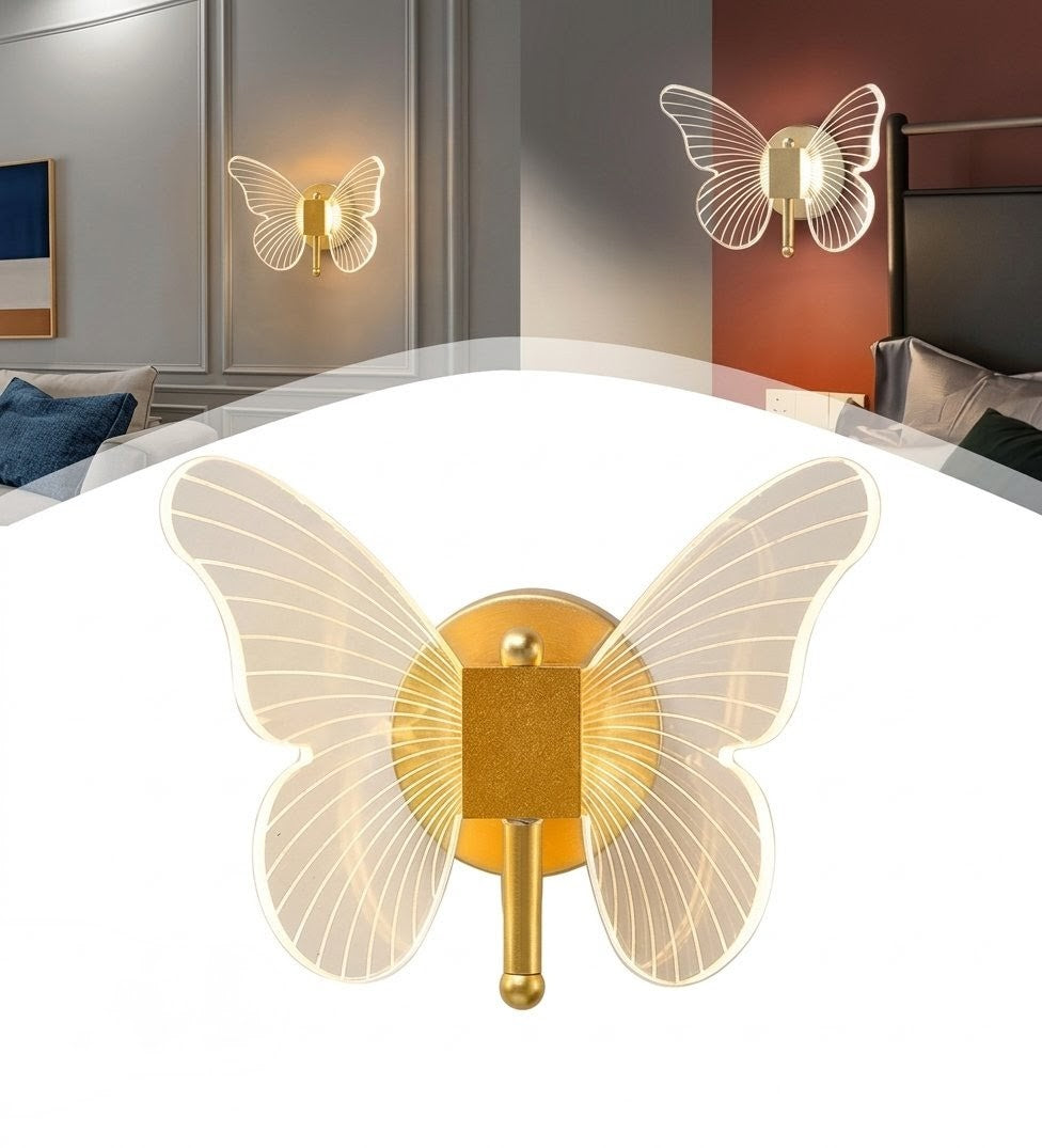 Modern Butterfly Metal & Glass LED Wall Sconce